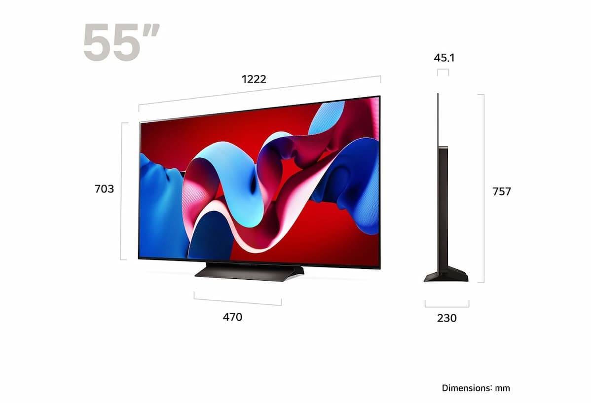 ابعاد تلویزیون OLED ال جی 55C4