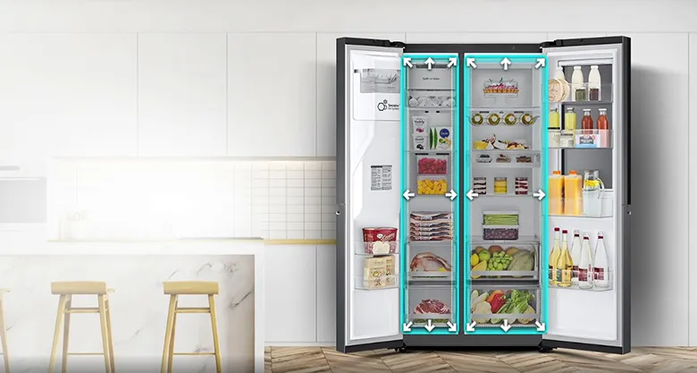 فناوری خنک کننده + Door Cooling یخچال ال جی X945 ساید اینستاویو 30 فوت کره ای

